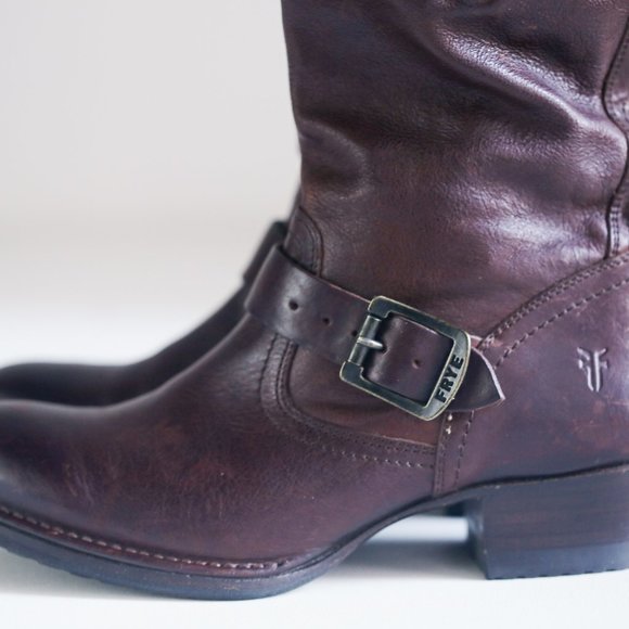 Frye Brown Leather Chestnut Classic Pull on Bootie - Picture 7 of 12